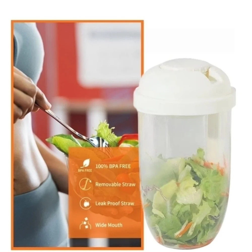 Fresh Salad to Go Container‎ Set with Fork and Dressing Holder, Blue (10…